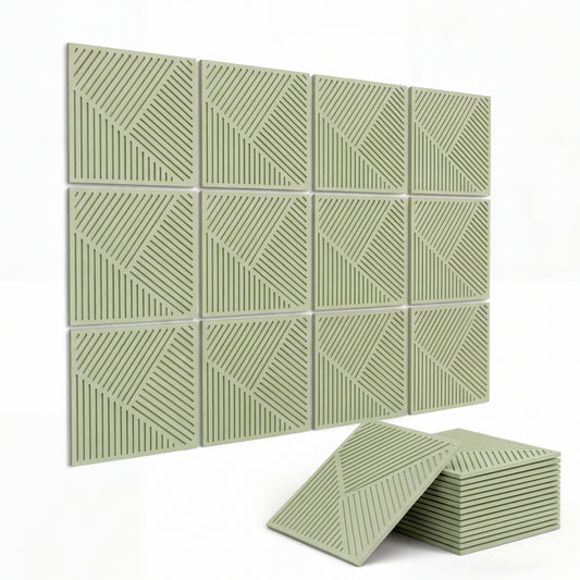 BUBOS Acoustic Panels Soundproof Wall Panels, Thick Double-Layer Sound Absorbing Decor, Twill-Patterned 3D Design, Spike Nail Mount for Recording Studio & Home Theater, 23.6"x23.6", 6 Pack
