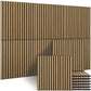 BUBOS Large Acoustic Wall Panels, 6-Pack 24" x 24" x 0.7" Faux Wood Slat Sound Absorbing Panels, High-Density Soundproof Wall Decor for Recording Studio, Home Theater & Gaming Room