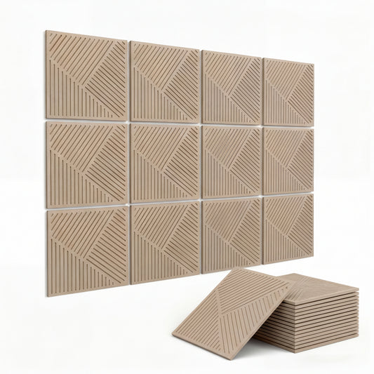BUBOS Acoustic Panels Soundproof Wall Panels, Thick Double-Layer Sound Absorbing Decor, Twill-Patterned 3D Design, Spike Nail Mount for Recording Studio & Home Theater, 23.6"x23.6", 6 Pack