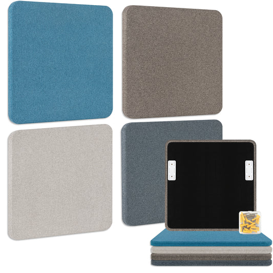 BUBOS 4 PCS Premium Fabric Acoustic Panels, 23.6''x23.6''x1'' Decorative Sound Absorbing Panels for Wall, Studio, Office & Home, Includes Sturdy Hanging Hardware