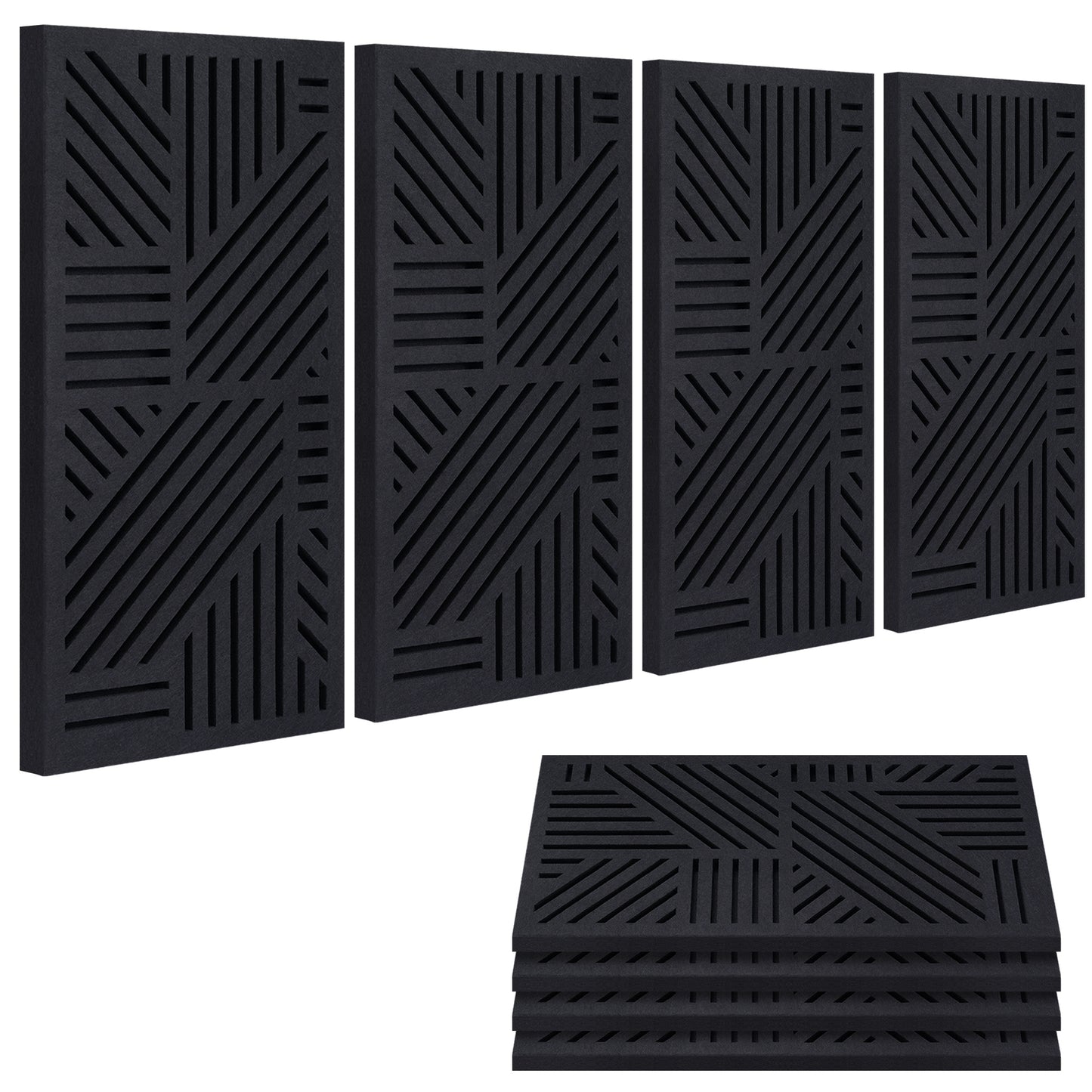 BUBOS 4 Pack Acoustic Wall Panels - Professional Self-Adhesive Sound Absorbing Slotted Cavity Panels for Enhanced Audio Clarity - High-Density Soundproofing for Home Office, Studio, Gaming & Gym