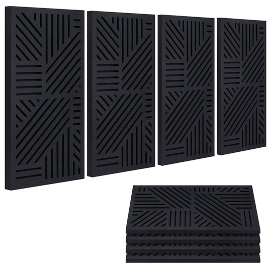 BUBOS 4 Pack Acoustic Wall Panels - Professional Self-Adhesive Sound Absorbing Slotted Cavity Panels for Enhanced Audio Clarity - High-Density Soundproofing for Home Office, Studio, Gaming & Gym