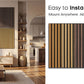BUBOS Large Acoustic Wall Panels, 6-Pack 24" x 24" x 0.7" Faux Wood Slat Sound Absorbing Panels, High-Density Soundproof Wall Decor for Recording Studio, Home Theater & Gaming Room